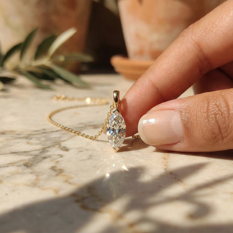 Solitaire Marquise Cut Diamond Pendant