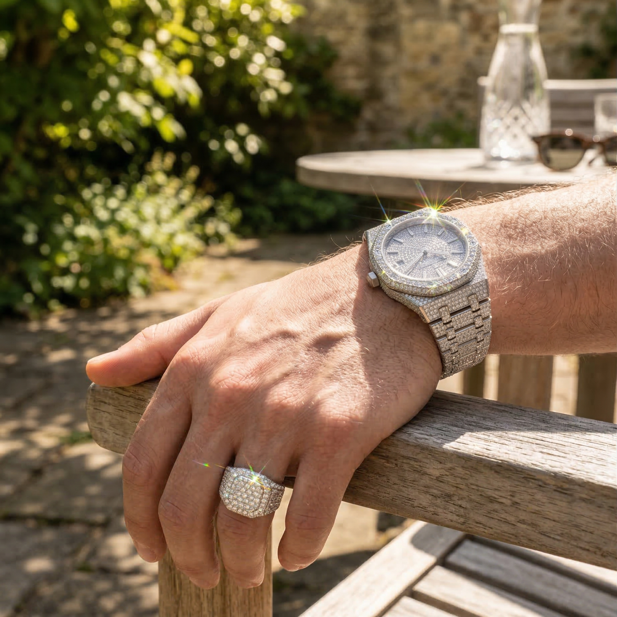 Bust Down Moissanite Watch  D-Color VVS Iced Out  Self-Winding Automatic Movement