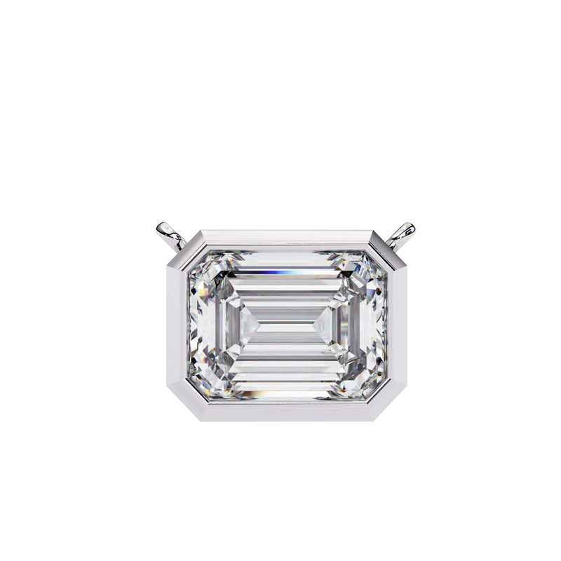 Modern Bezel-Set Emerald Cut Lab-Grown Diamond Necklace
