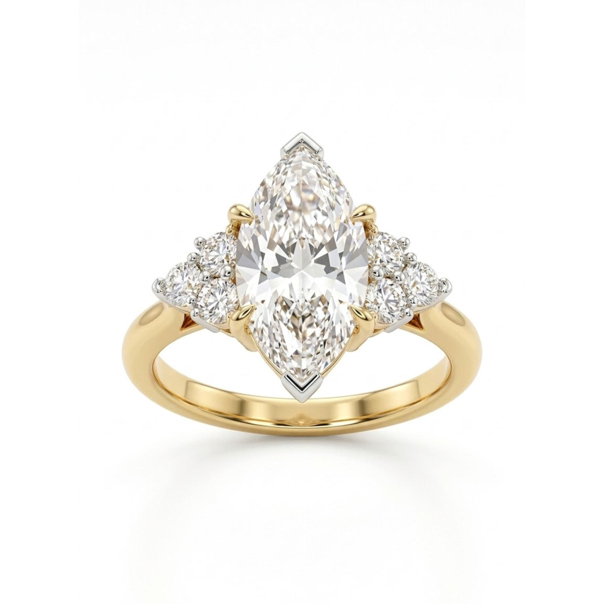 Marquise Cut Lab Diamond Cluster Engagement Ring