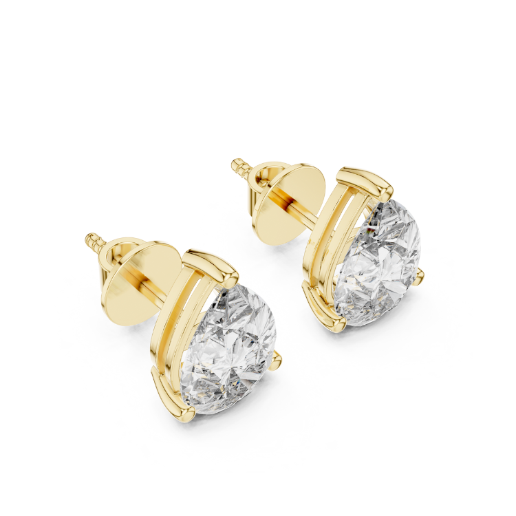 Pear Shape Diamond Stud Earrings 3.50 Ct VS1 E Color Natural Diamonds with White Yellow Rose Gold Screw Backs - Bridal Gift