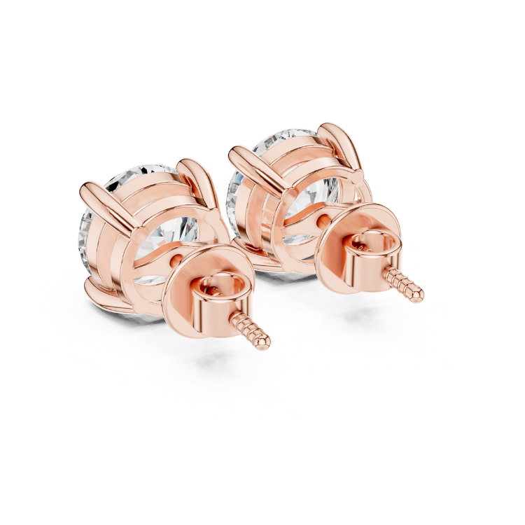 4.0 CTW  Diamond Stud Earrings, Elegant Round Brilliant Cut, E VS1, Gold Solitaire Screw Back, Luxury Jewelry for Women, Ideal Gift