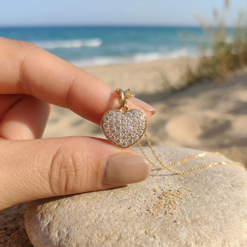 Excellent Jewels Pavé Diamond Heart Pendant