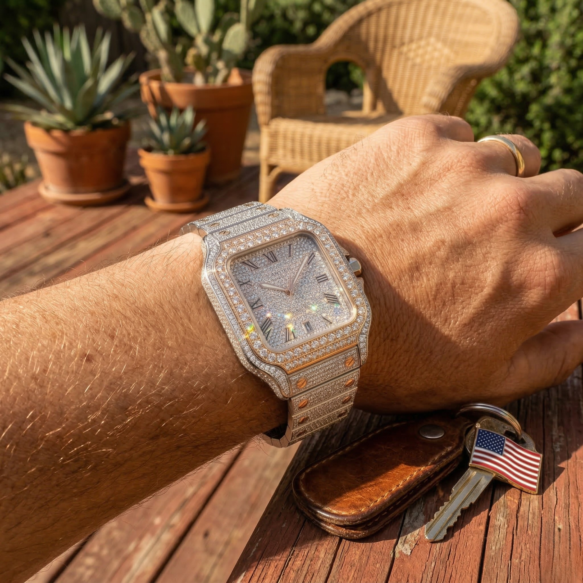 Men's Iced Out Bust Down Watch | 42mm VVS Moissanite 16CT | D-Color Diamond Tester Approved | Automatic Self-Winding | GRA Certified