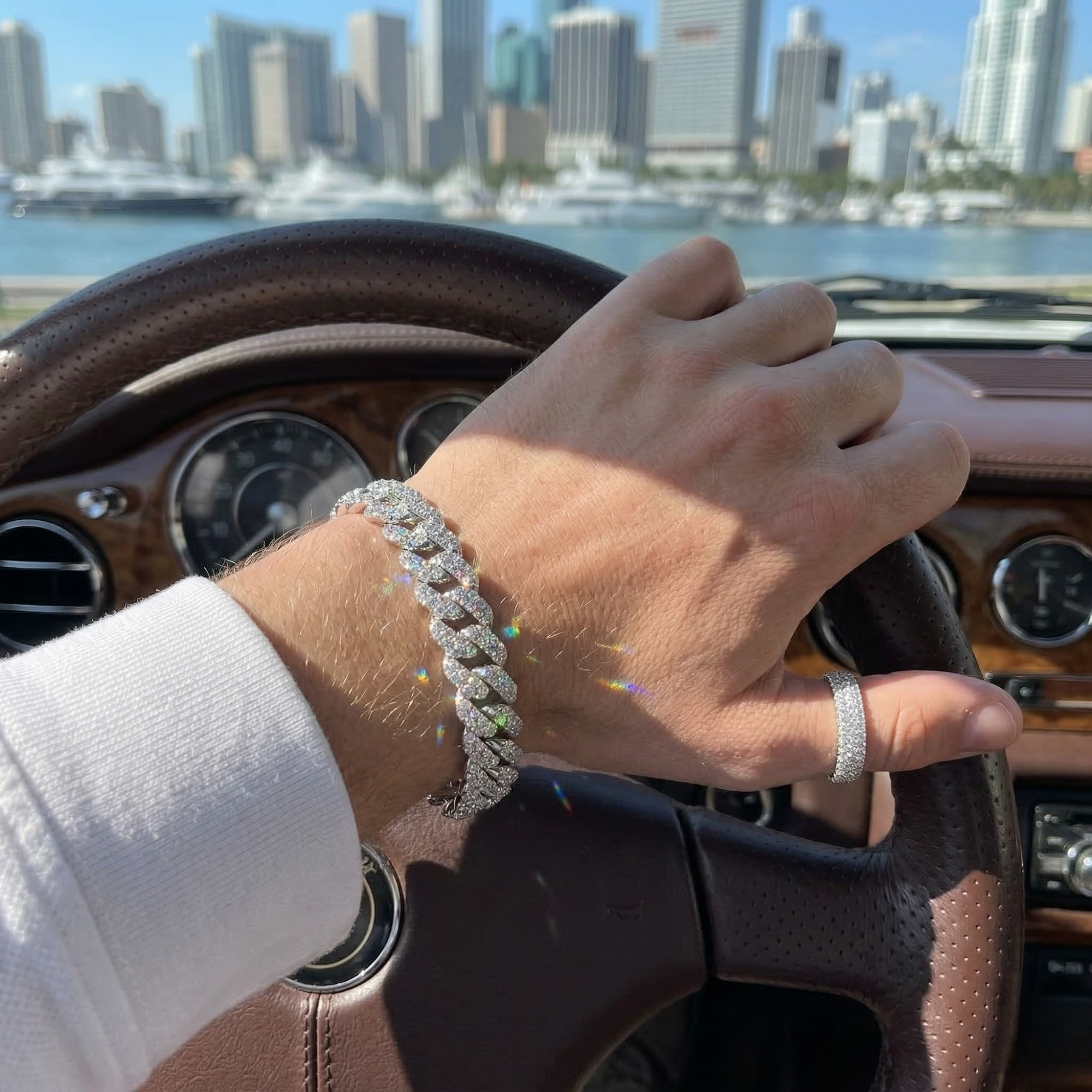 Excellent Jewels™ Moissanite Cuban Link Bracelet – 925 Sterling Silver, 14K Gold PVD Plated | D-Color VVS Iced Out