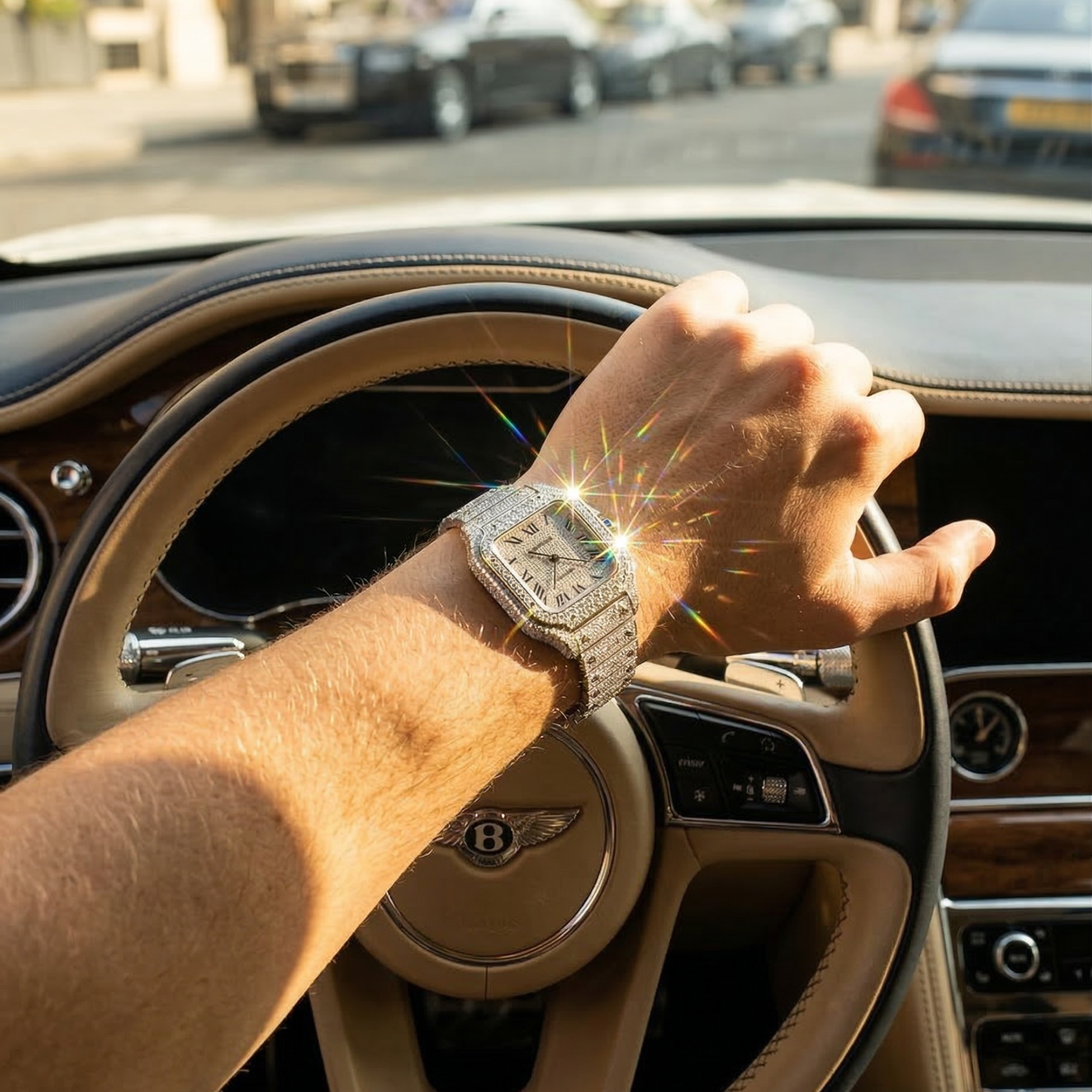 Excellent Jewels™ Men's 42MM Bust Down Moissanite Watch | 16CT D-Color VVS | Self-Winding Automatic Movement