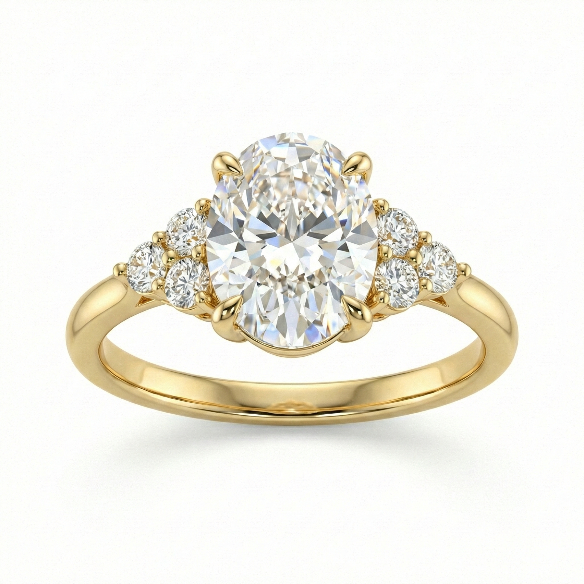 Oval Cut Cluster Engagement Ring for Women Carat Oval Diamond Ring