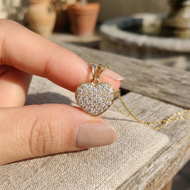 Excellent Jewels Pavé Diamond Heart Pendant