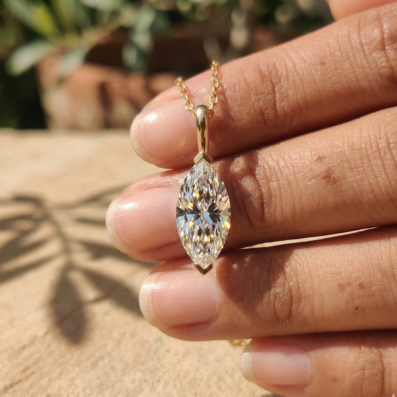 Solitaire Marquise Cut Diamond Pendant