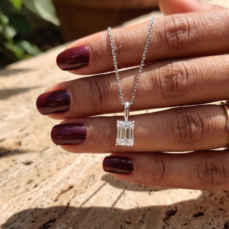 3-Carat Classic Emerald Cut Diamond Necklace – Minimalist Solitaire Setting