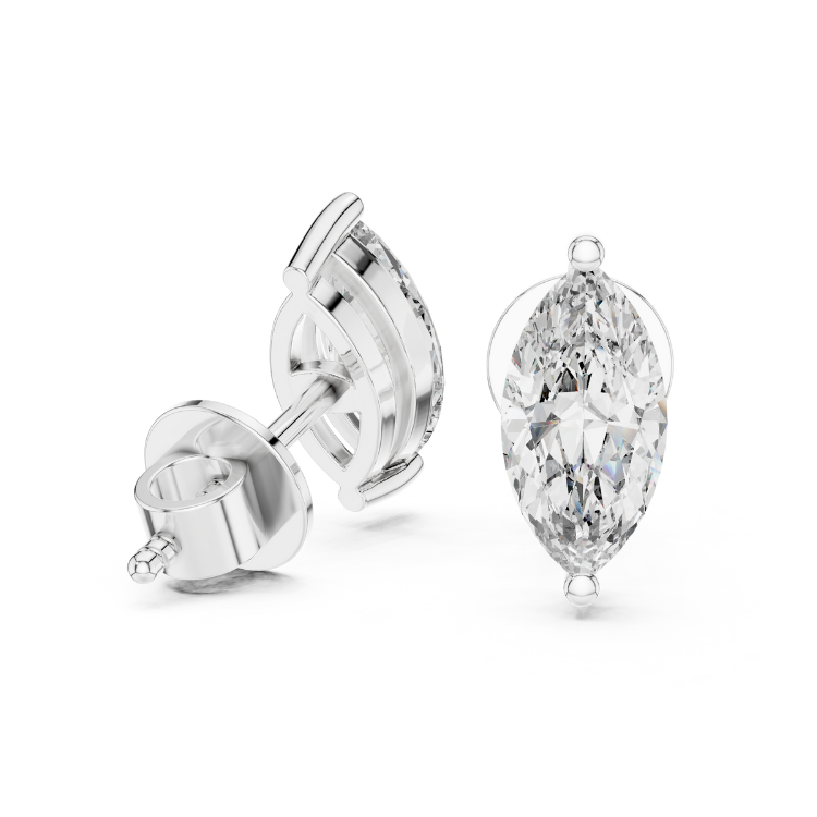 Marquise Lab Grown Diamond Earrings 1.50 Carat Total, Natural E Color VS1, Perfect Bridal or Anniversary Gift