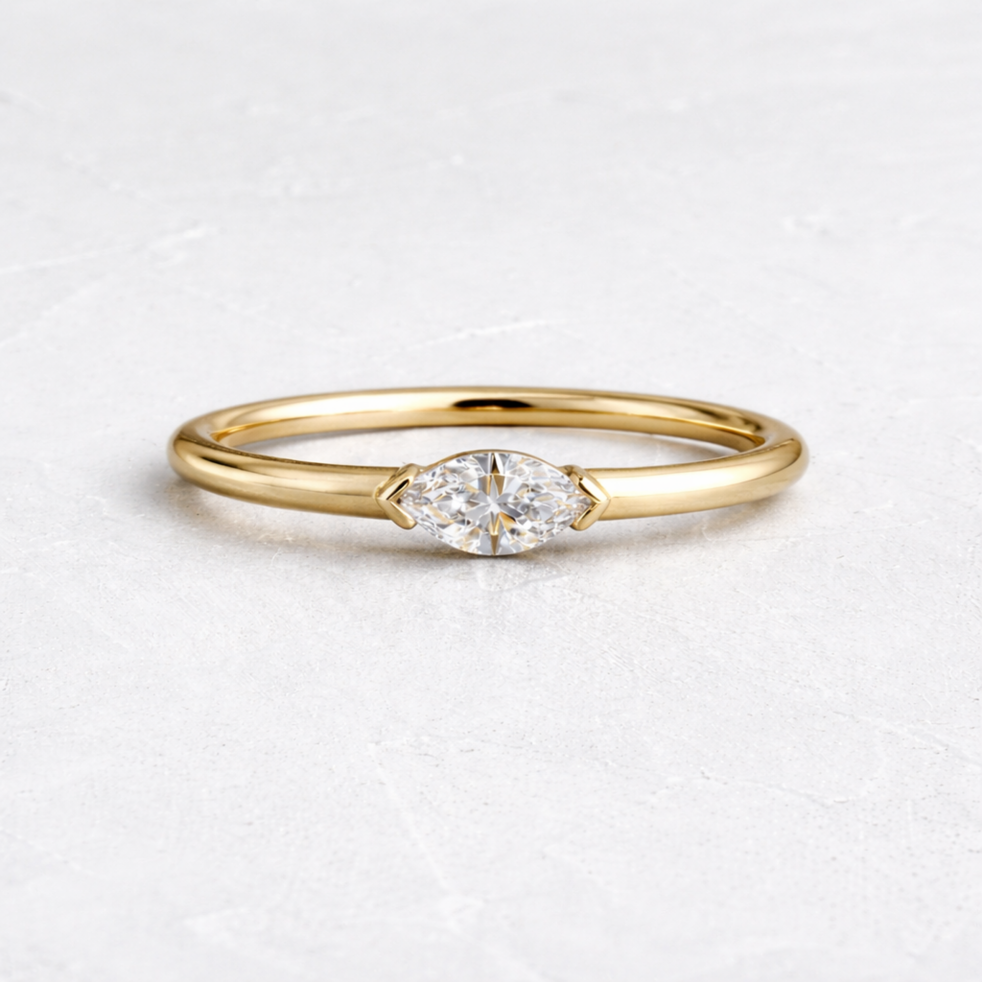 Marquise East West Solitaire Ring