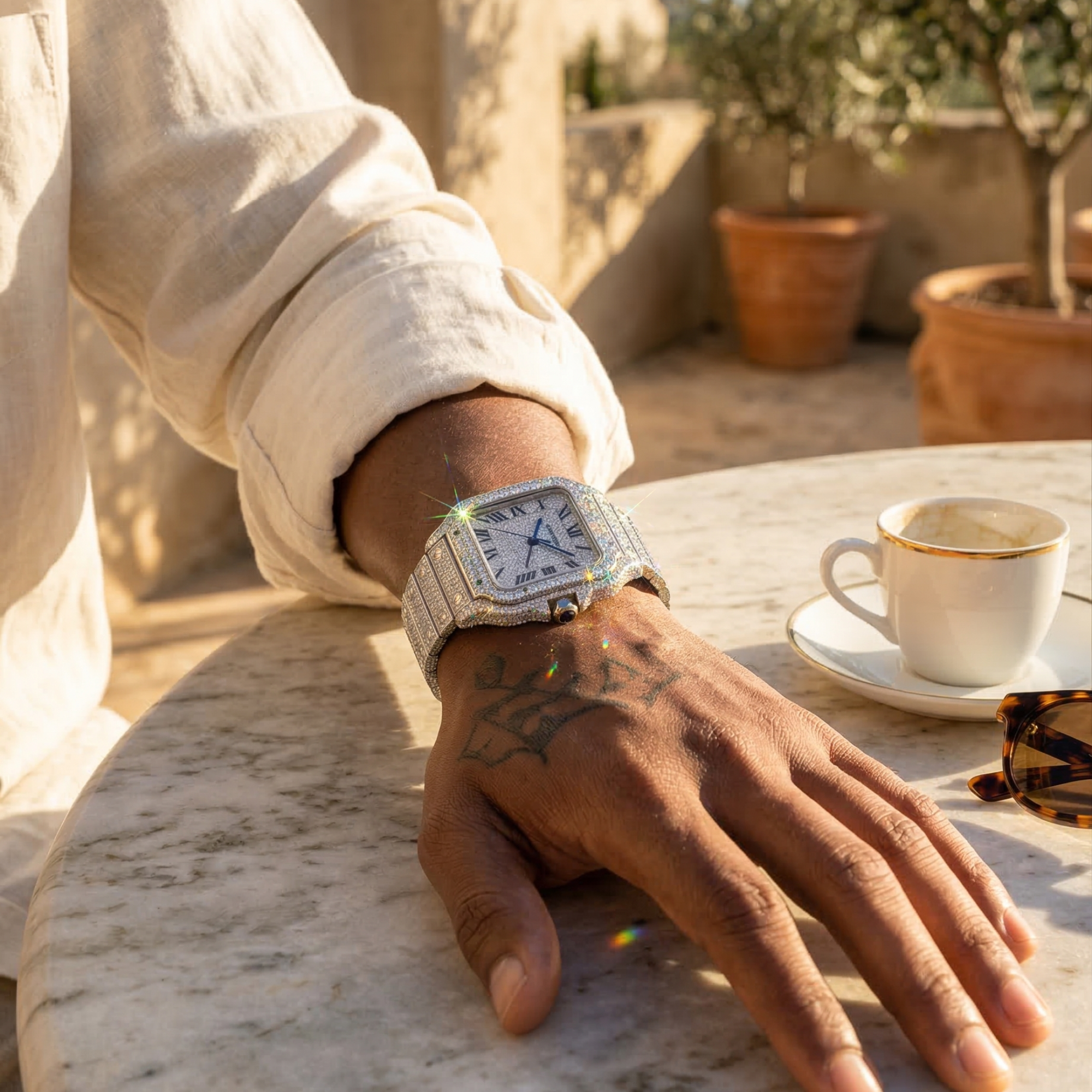 Excellent Jewels™ Men's 42MM Bust Down Moissanite Watch | 16CT D-Color VVS | Self-Winding Automatic Movement