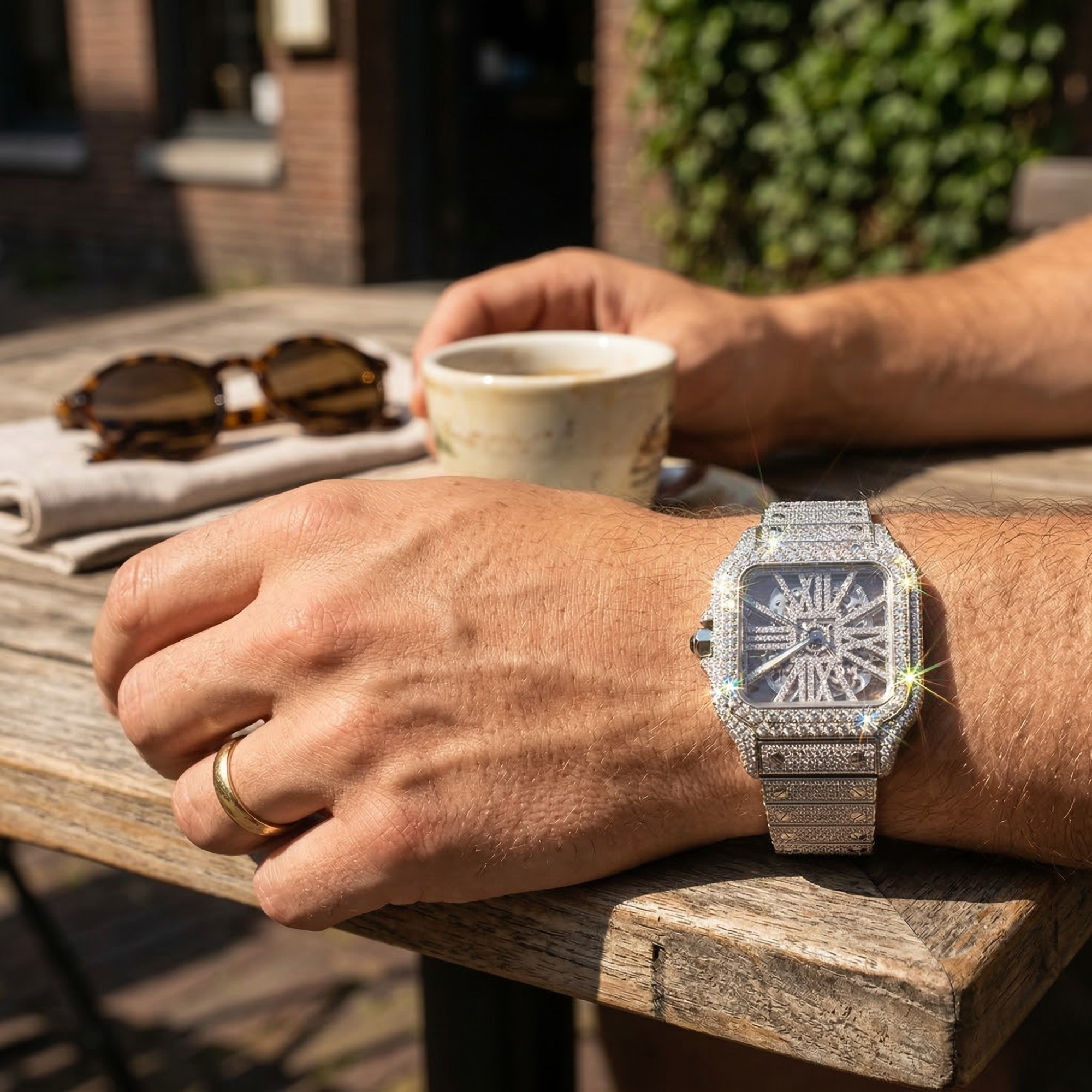 Excellent Jewels™ 42MM Skeleton Bust Down Moissanite Watch