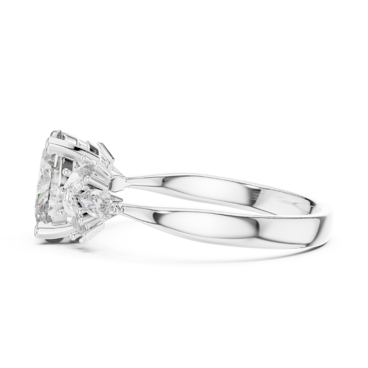 Oval Diamond Engagement Ring 1.00ct E VS1 with Marquise Accents 0.30ct | Gold Bridal Ring | Unique Anniversary Jewelry