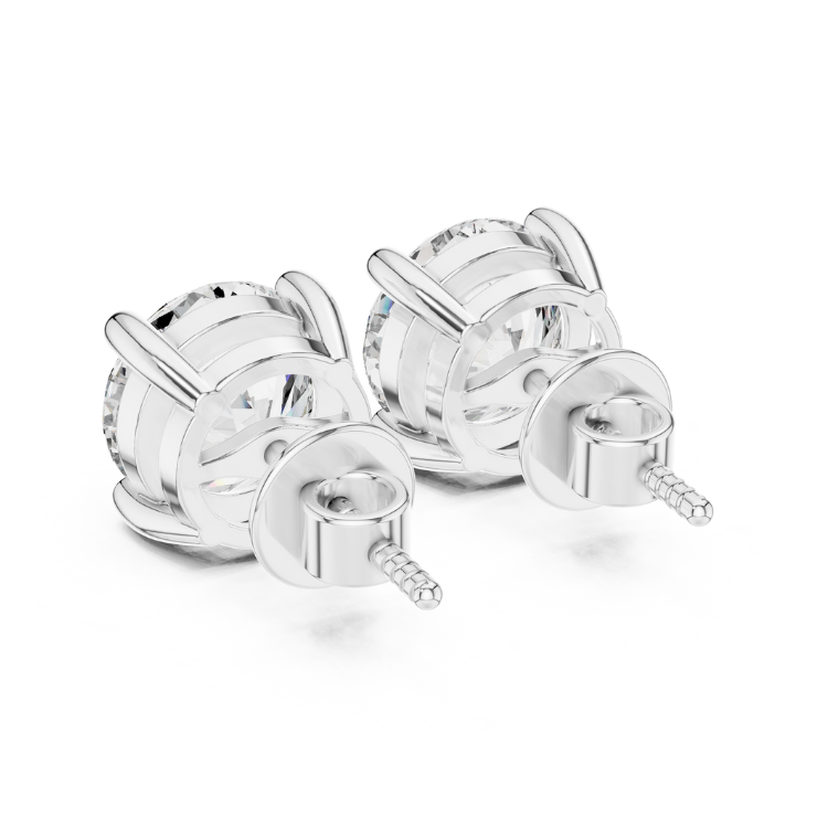 4.0 CTW  Diamond Stud Earrings, Elegant Round Brilliant Cut, E VS1, Gold Solitaire Screw Back, Luxury Jewelry for Women, Ideal Gift