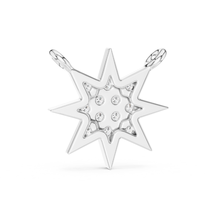 8 Point Diamond Star Pendant | Round Brilliant Cut Natural Diamond Necklace E Color VS1