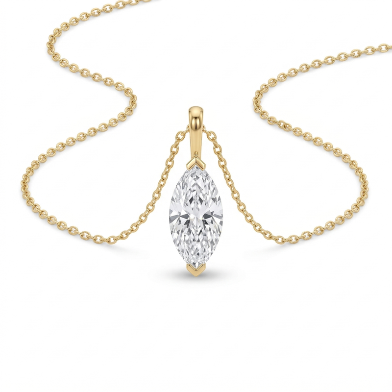 Solitaire Marquise Cut Diamond Pendant