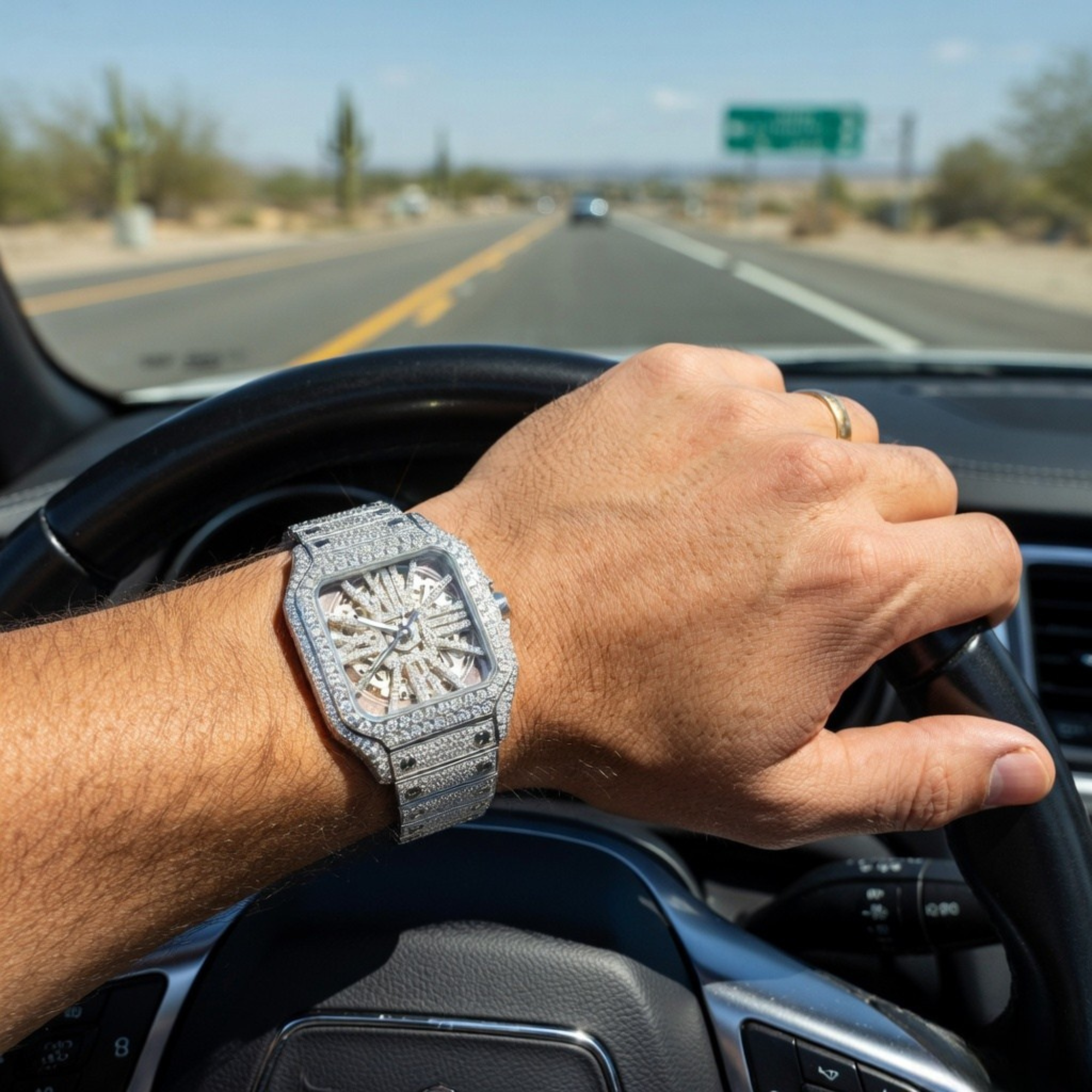 Excellent Jewels™ 42MM Skeleton Bust Down Moissanite Watch