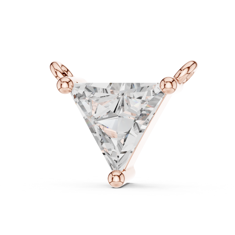 0.74ct Triangle Diamond Pendant in White, Yellow, Rose Gold | E VS1 Trillion Cut Necklace
