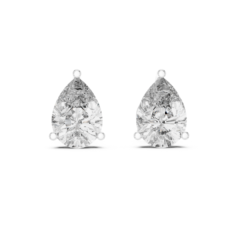Pear Shape Diamond Stud Earrings 3.50 Ct VS1 E Color Natural Diamonds with White Yellow Rose Gold Screw Backs - Bridal Gift
