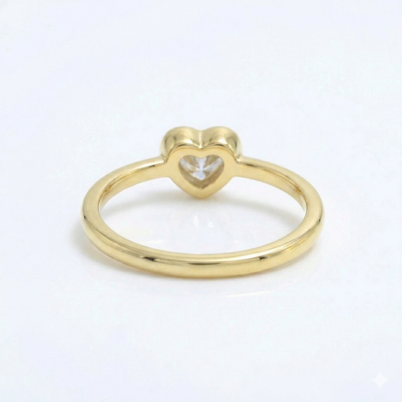 1.00 Carat Heart Cut Diamond Bezel Solitaire Ring | 14K Yellow Gold Engagement & Anniversary Ring