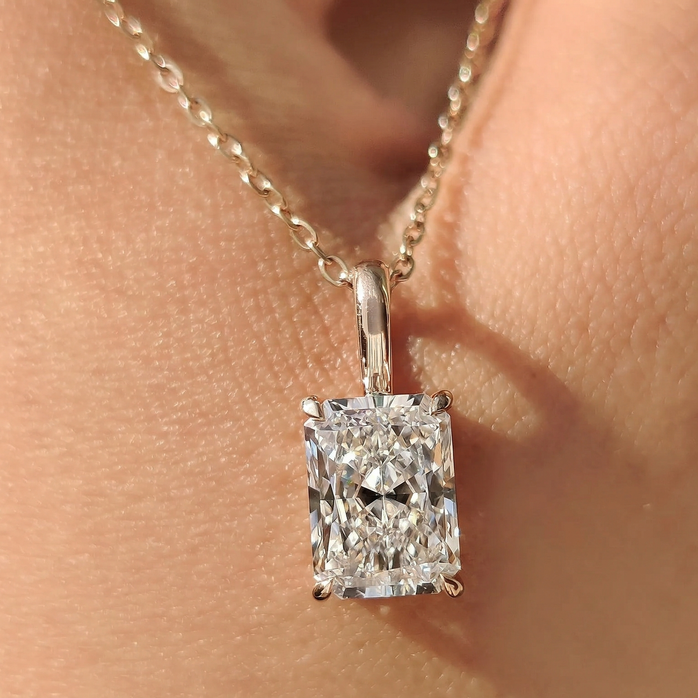Elongated Radiant Brilliant Diamond Pendant
