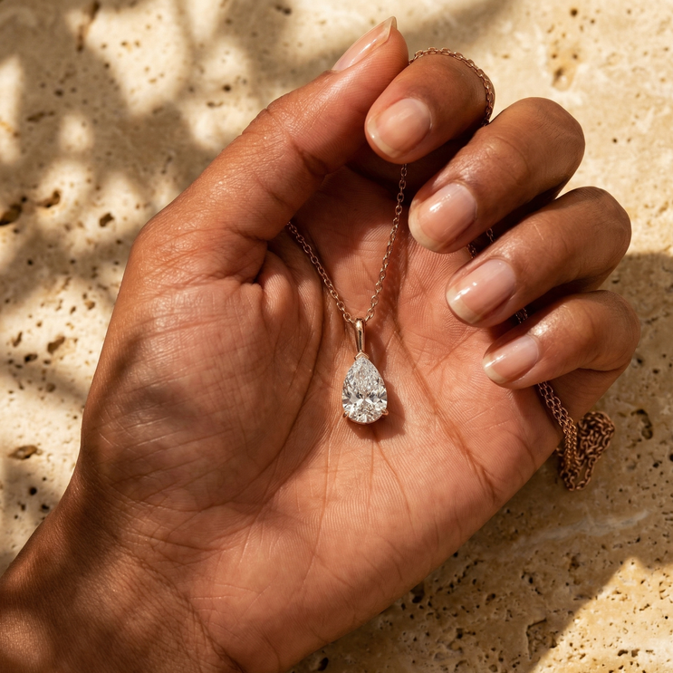 Pear-Shaped Diamond Solitaire Pendant
