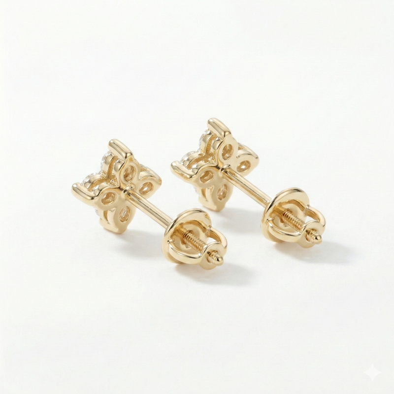 0.50 CTW Lab Grown Diamond Clover Stud Earrings