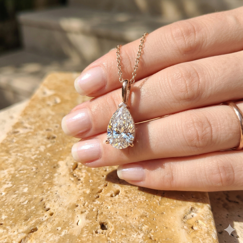 Pear-Shaped Diamond Solitaire Pendant
