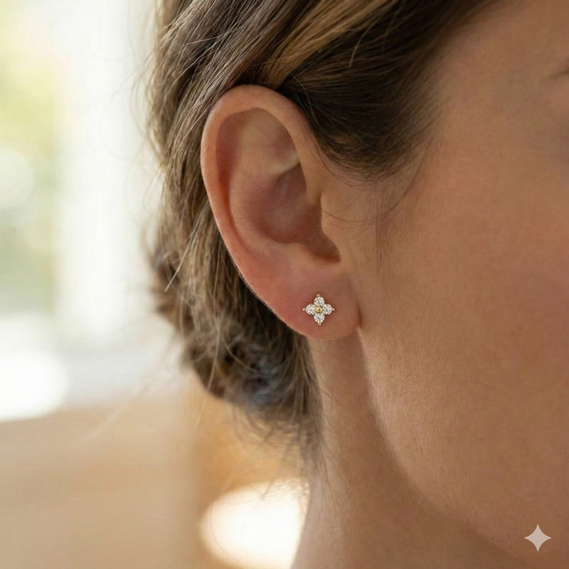 0.50 CTW Lab Grown Diamond Clover Stud Earrings