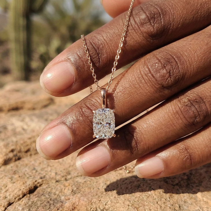 Elongated Radiant Brilliant Diamond Pendant