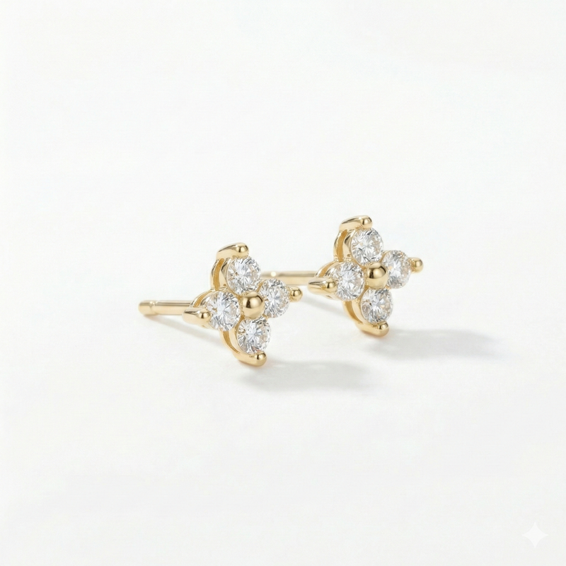 0.50 CTW Lab Grown Diamond Clover Stud Earrings