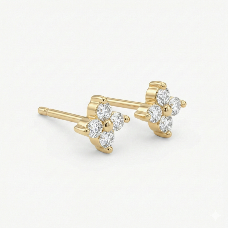 0.50 CTW Lab Grown Diamond Clover Stud Earrings