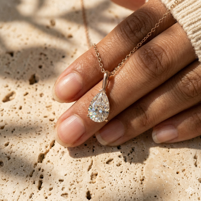 Pear-Shaped Diamond Solitaire Pendant