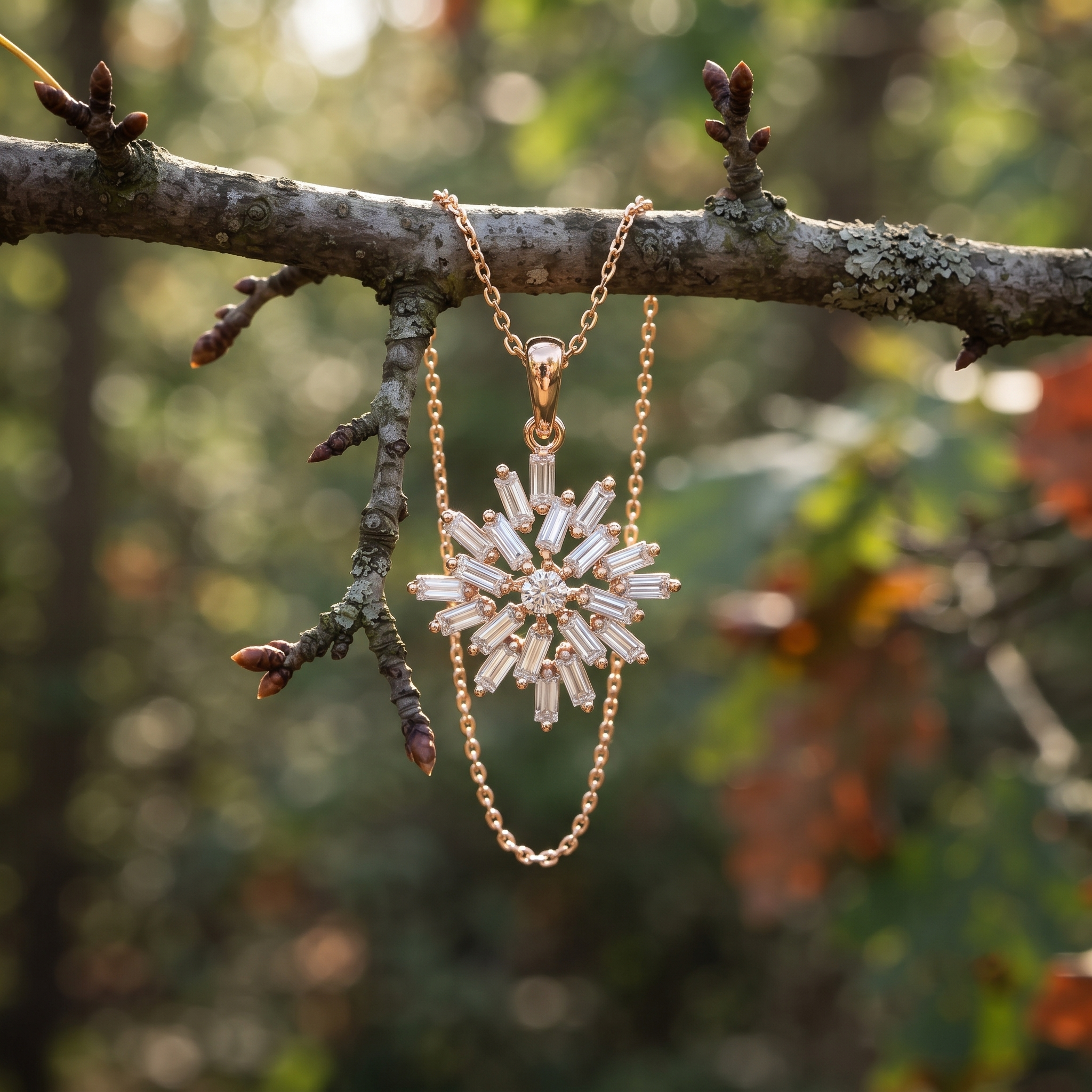 Radiant Baguette Starburst Pendant