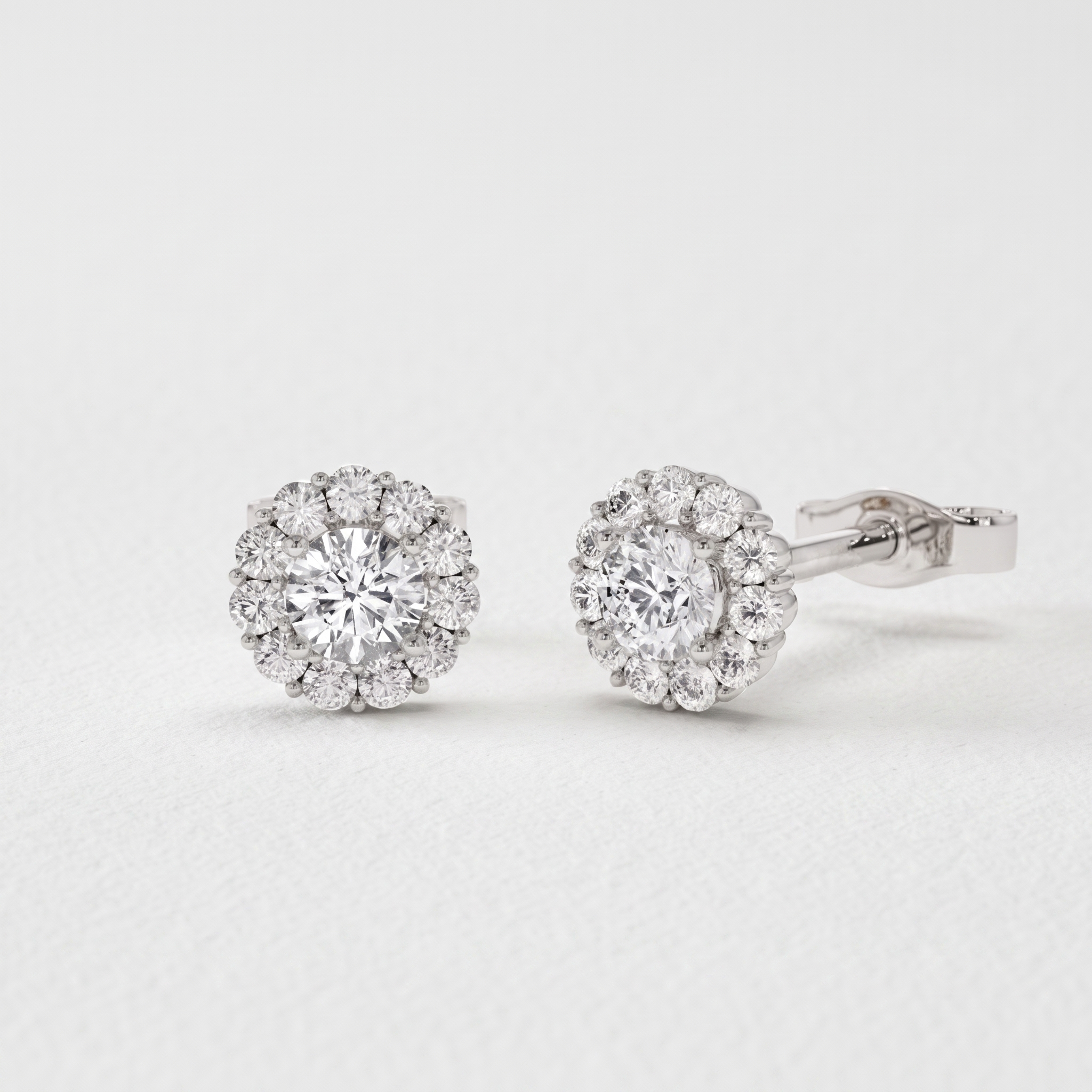 Round Halo Diamond Stud Earrings