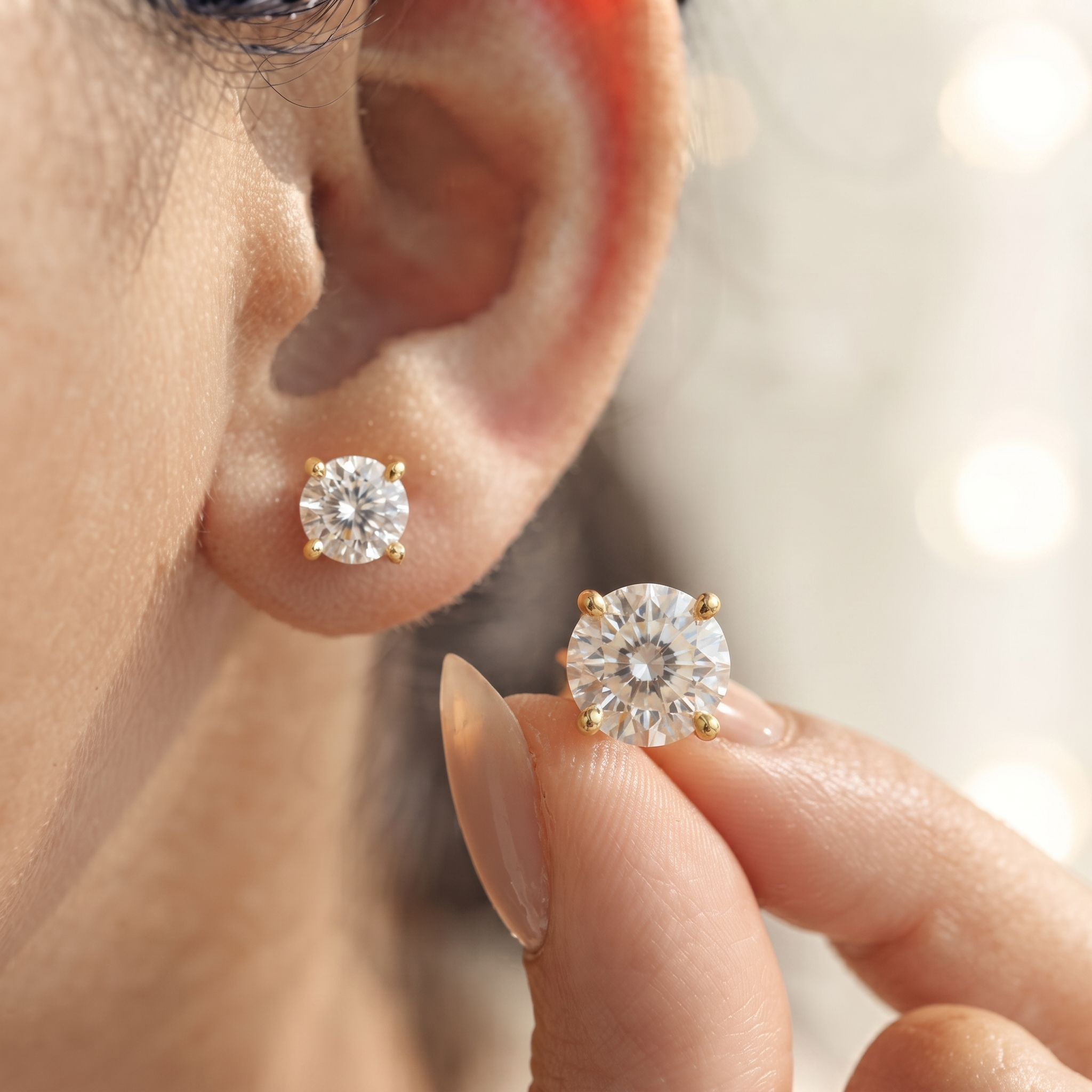 Classic Round Solitaire Stud Earrings