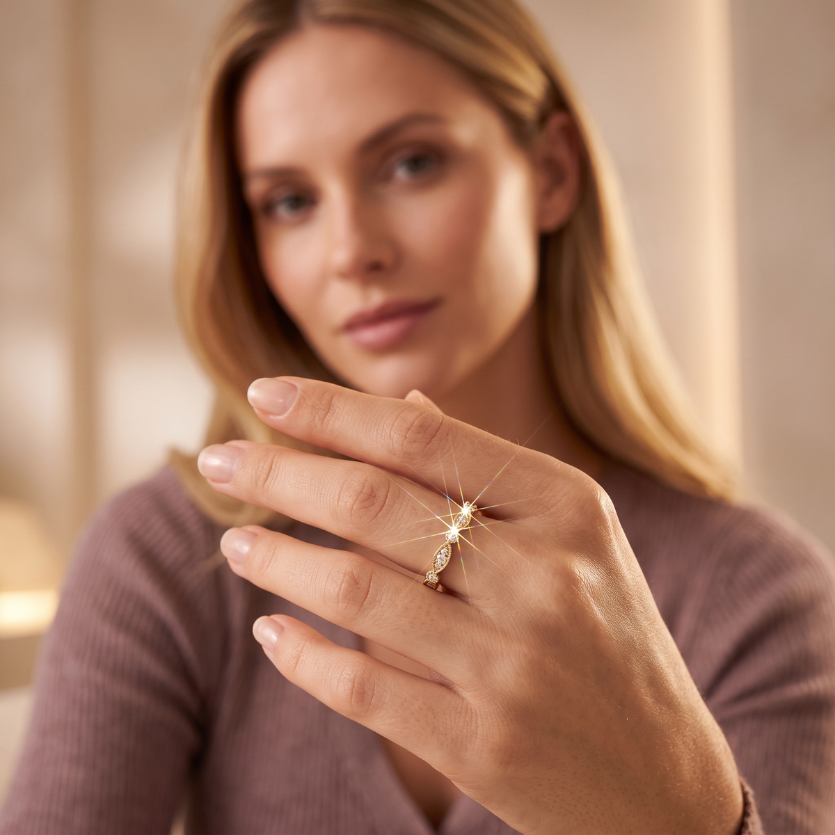 Marquise & Round Diamond Ornamental Band