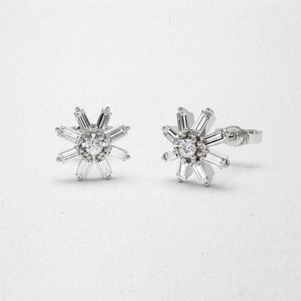 Radiant Starburst Diamond Stud Earrings