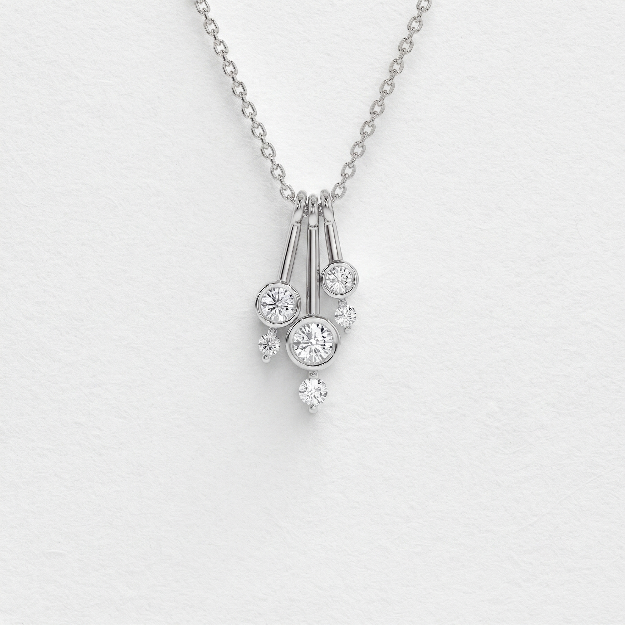 Cascading Round Diamond Bar Pendant Necklace