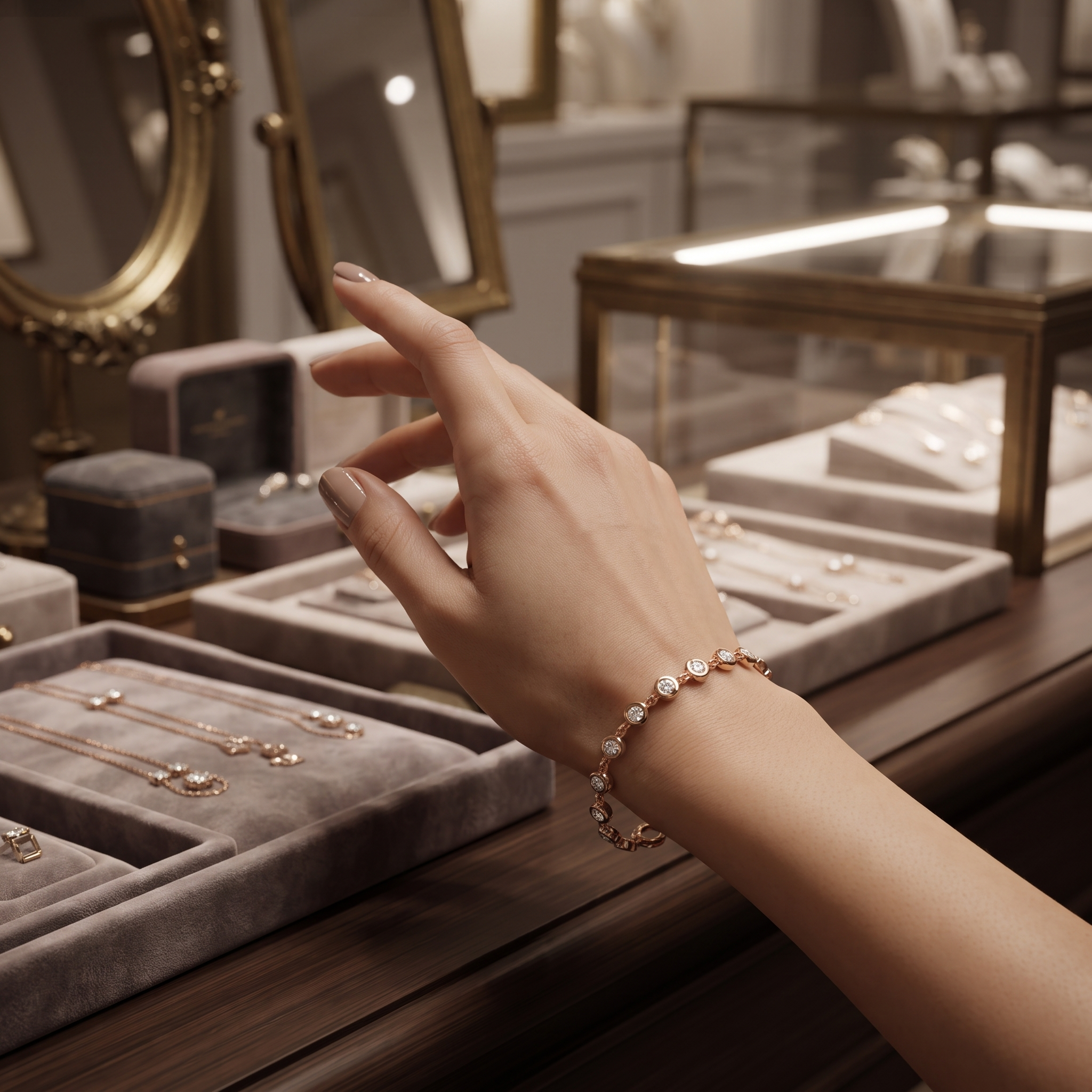 Round Diamond Bezel Station Bracelet