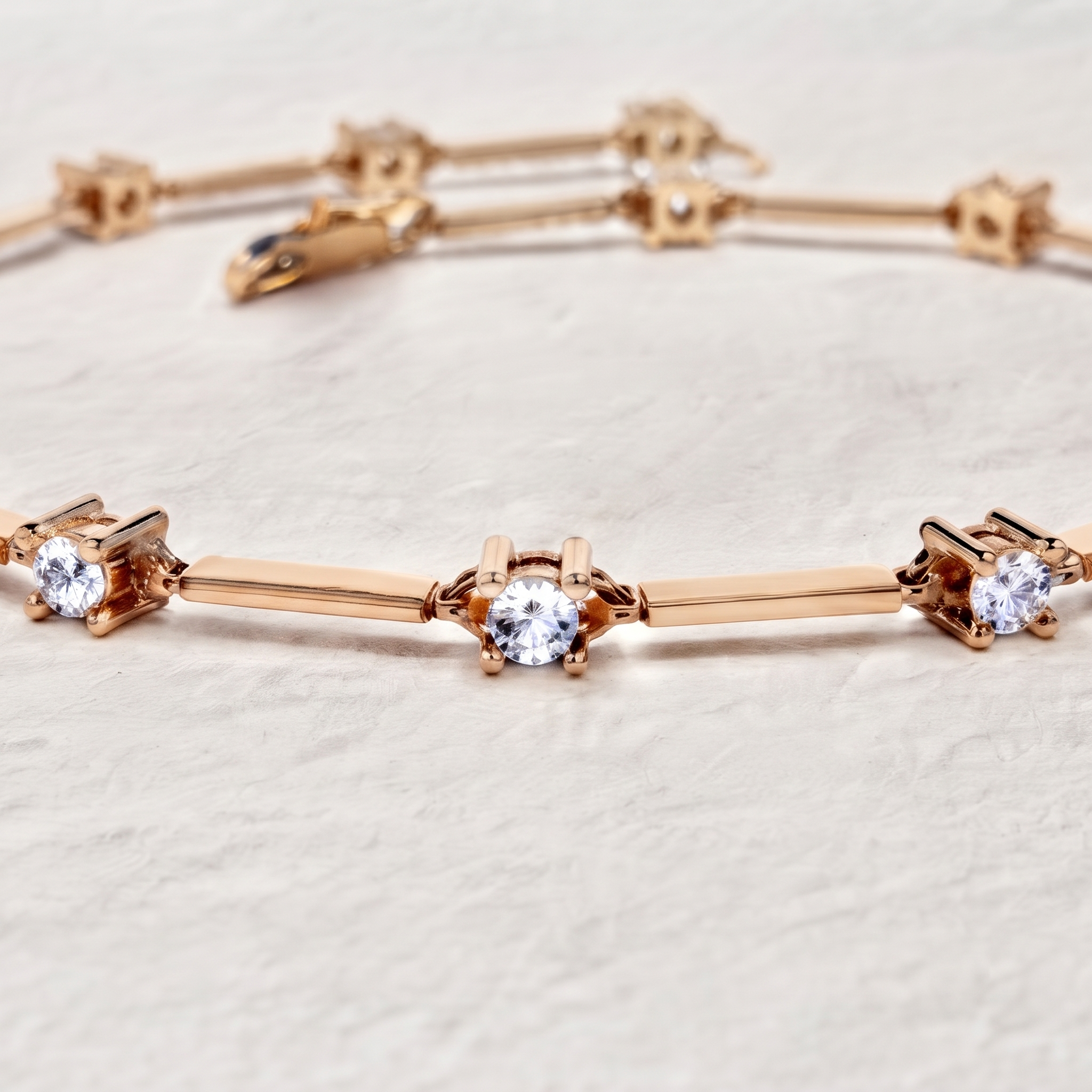 Round Diamond Bar Link Bracelet