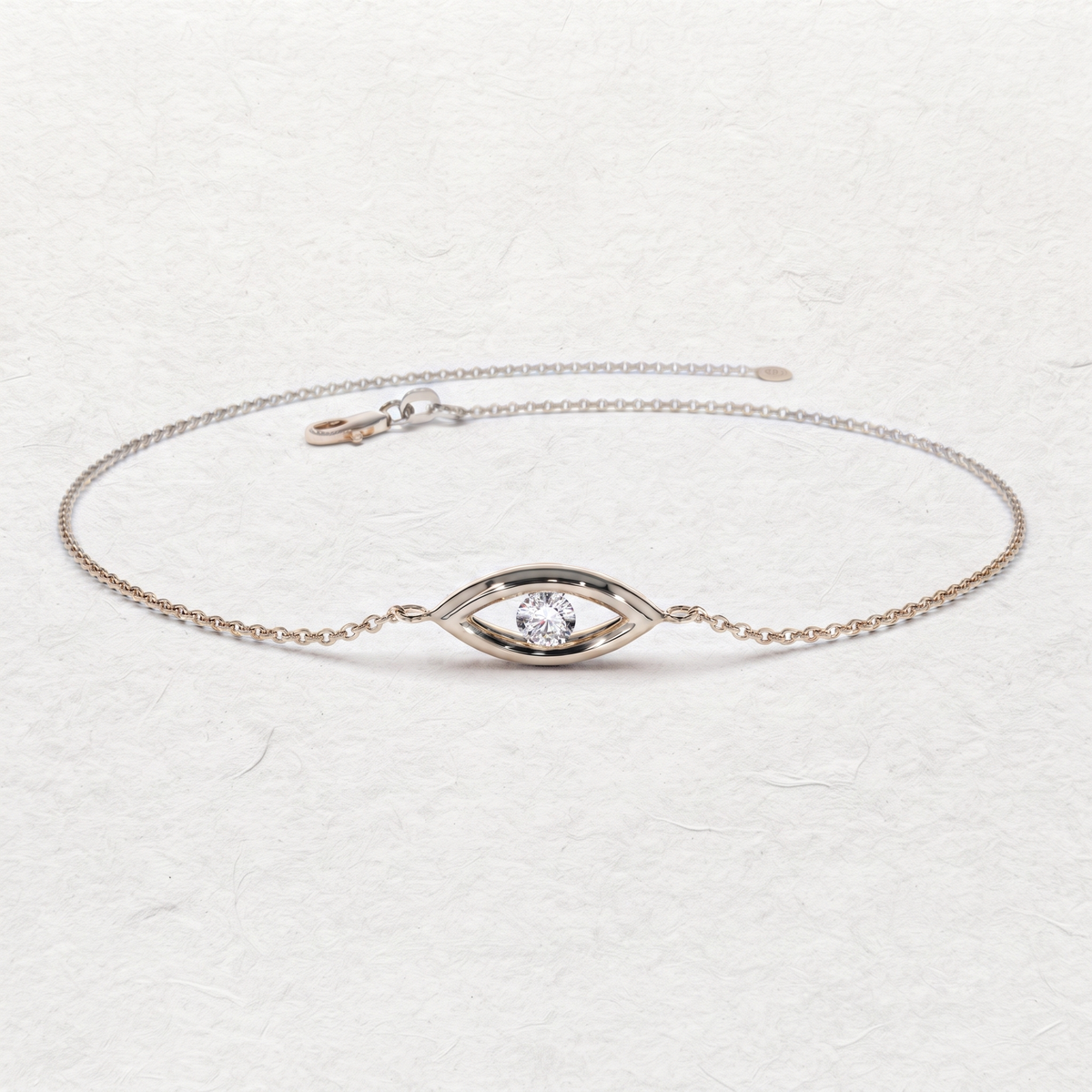 Eye Shape Round Diamond Station Bracelet