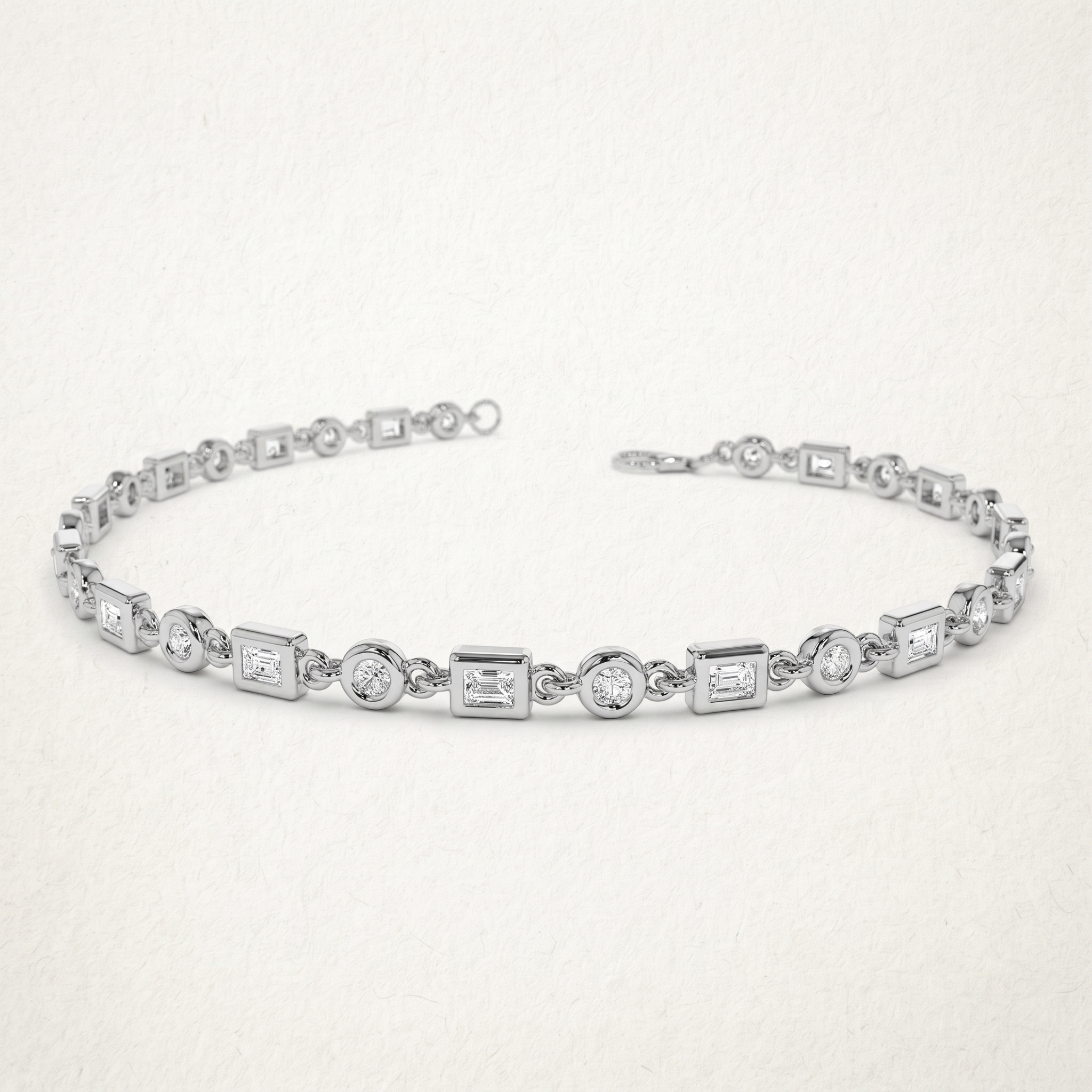 Geometric Square & Round Diamond Bracelet