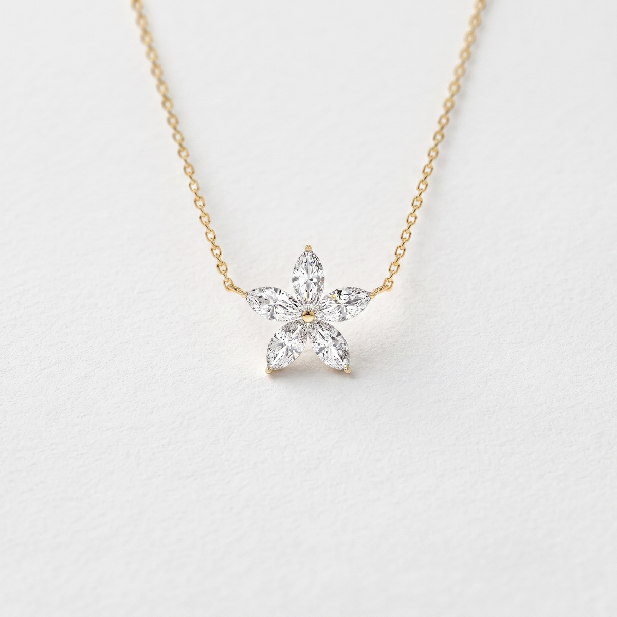 Marquise Diamond Flower Pendant
