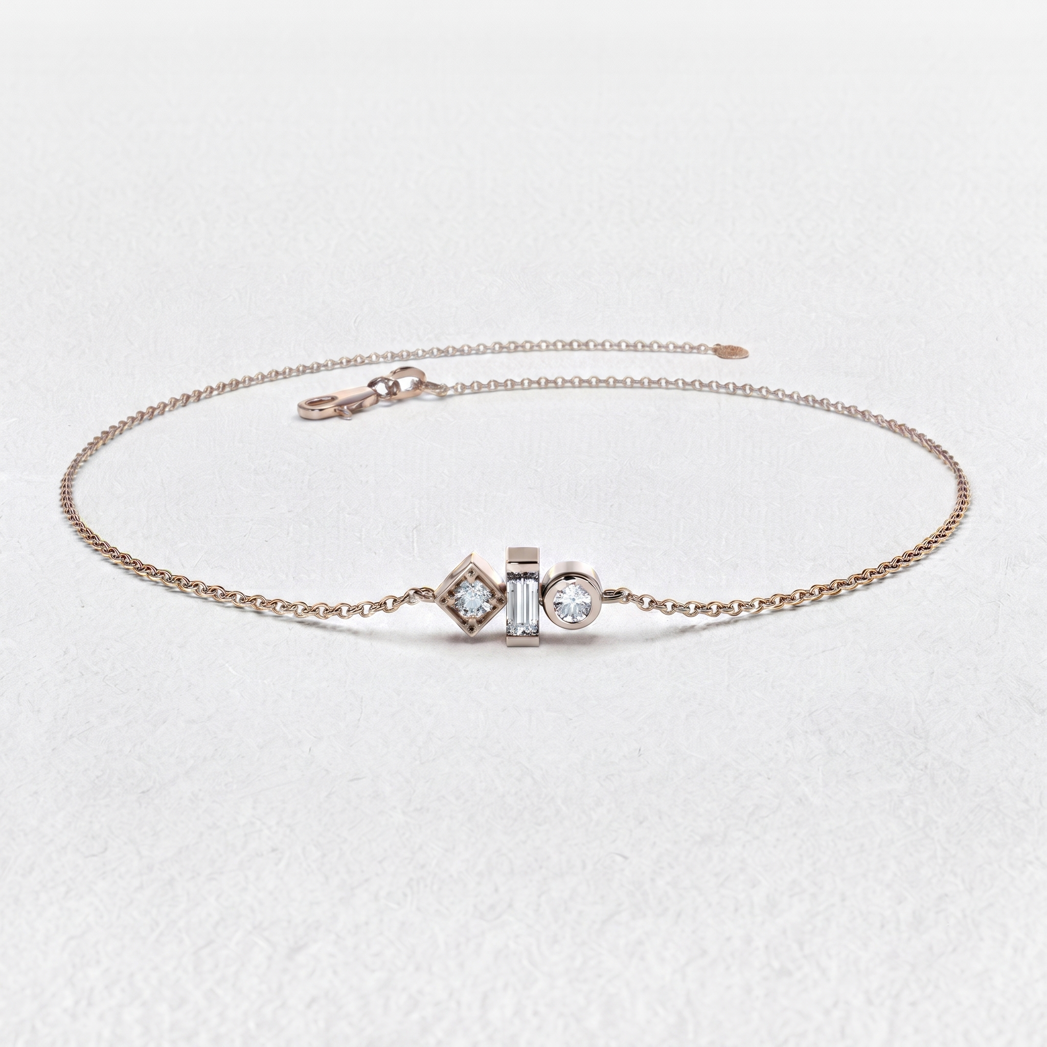 Mixed Shape Diamond Station Bracelet