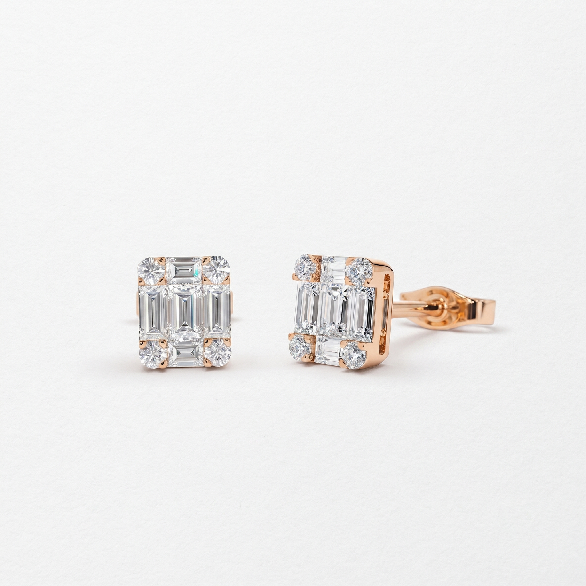 Geometric Baguette Stud Earrings