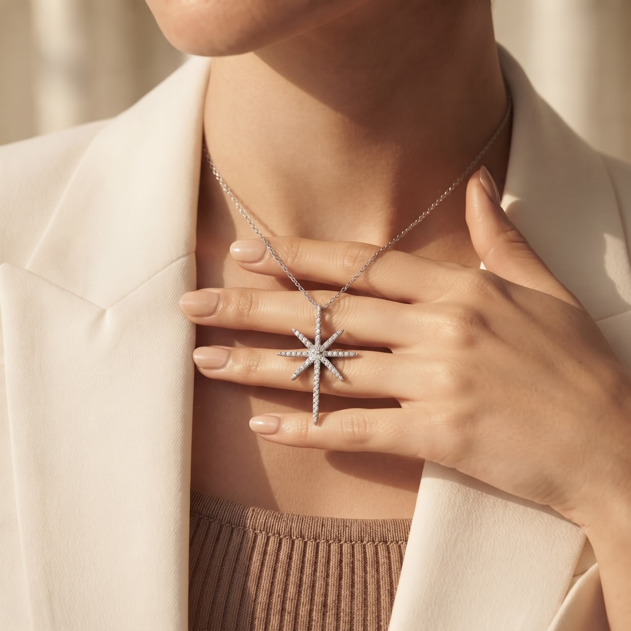 Celestial Eight Point Diamond Star Pendant