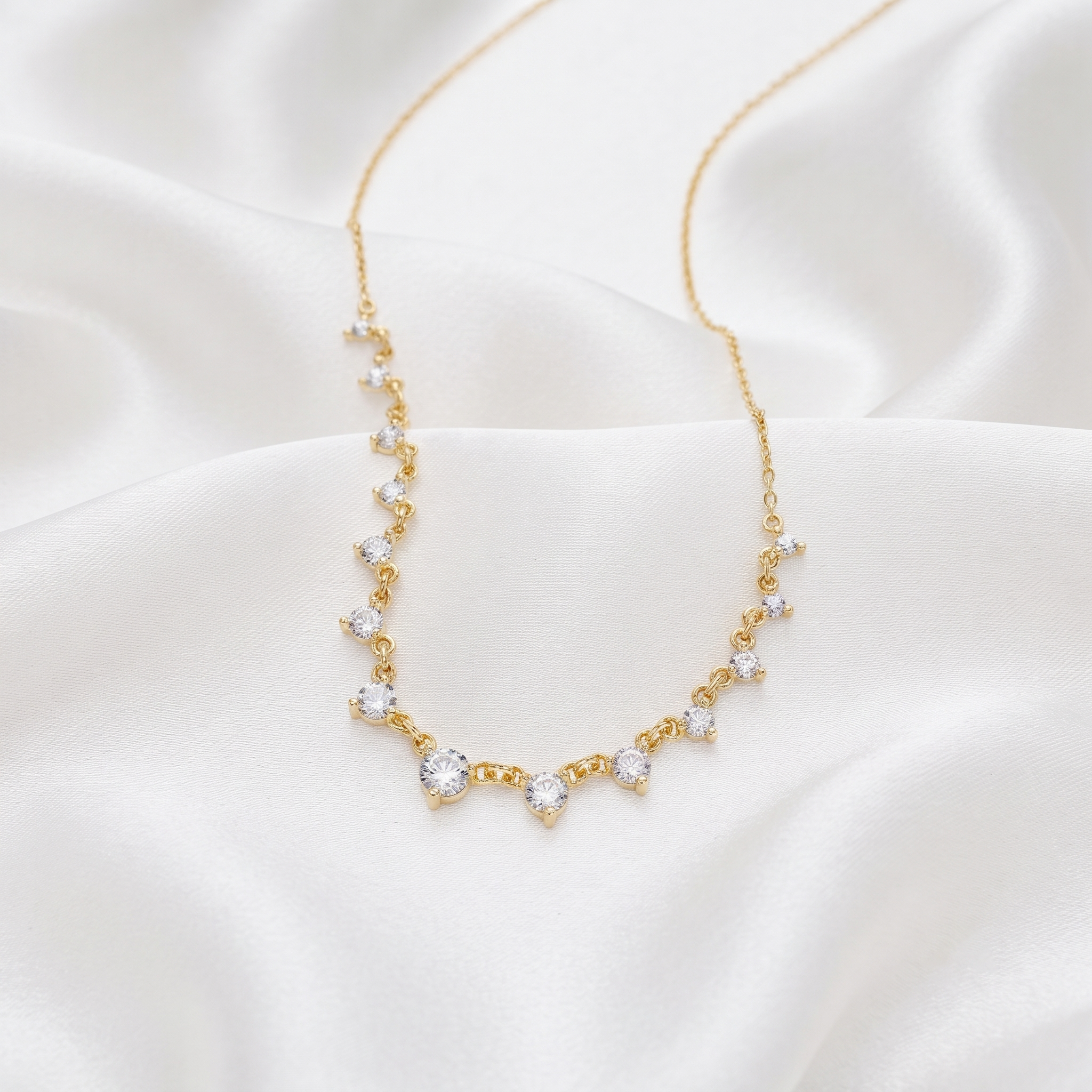 Graduated Pear Diamond Station Necklace